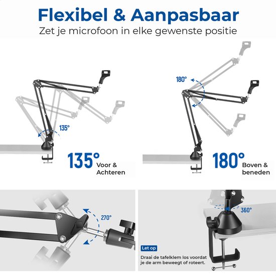 Handheld Mic Boom Pole, 4 5 Sectie Uitschuifbare Microfoon Boom Arm met Schuim Handvat en 1/4in Schroefdraad, Telescopisch Verstelbare Microfoon Stand voor Camera Telefoon Microfoons(4