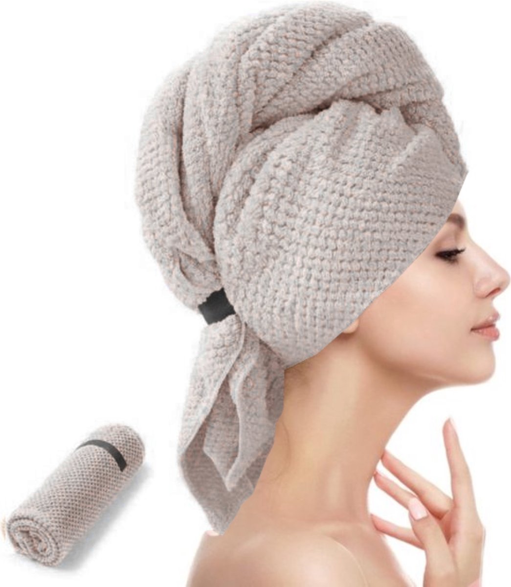 BOTC Haarhanddoek - Snel Drogend - 1 Stuk Hair Towel - 60x100CM - Haarhanddoek Microvezel - Creme Wit