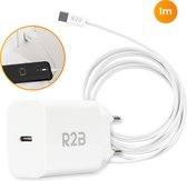 R2B® USB-C naar USB-C Kabel met USB-C Adapter - 1 Meter kabel - Extra stevige USB-C kabels - USB-C oplader geschikt voor o.a. iPhone & Samsung - Snellader