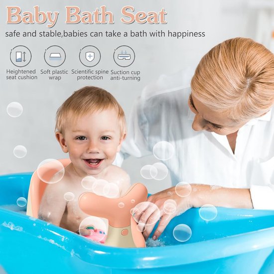 Badzitje voor baby's, badzitje voor babykuip, badzitje voor baby's, met anti-slip zuignappen van 8 maanden, babybadhulp, badstoel, ergonomisch en veilig voor kleine kinderen, baby's van Luchild — afbeelding 4
