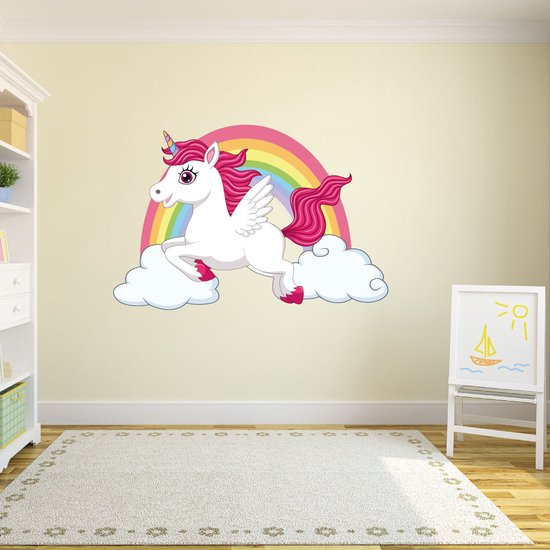 Muursticker Eenhoorn met Regenboog