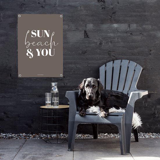 MOODZ design | Tuinposter | Buitenposter | Sun, Beach & You | 50 x 70 cm | Bruin