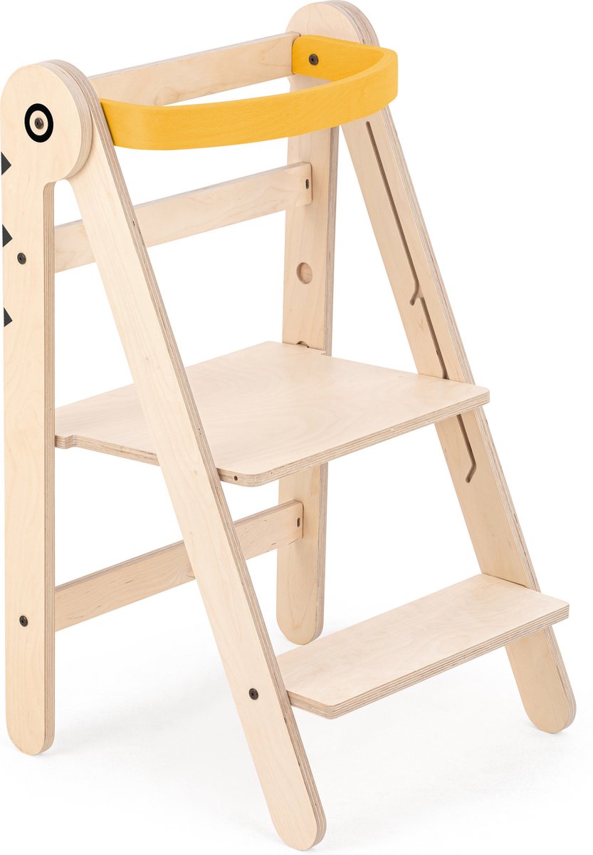 Mamatoyz Houten Leertoren Opvouwbaar - Montessori - Naturel - Hout - Bird Geel