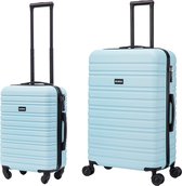 BlockTravel kofferset 2 delig ABS ruimbagage en handbagage 39 en 95 liter - inbouw TSA slot - licht blauw