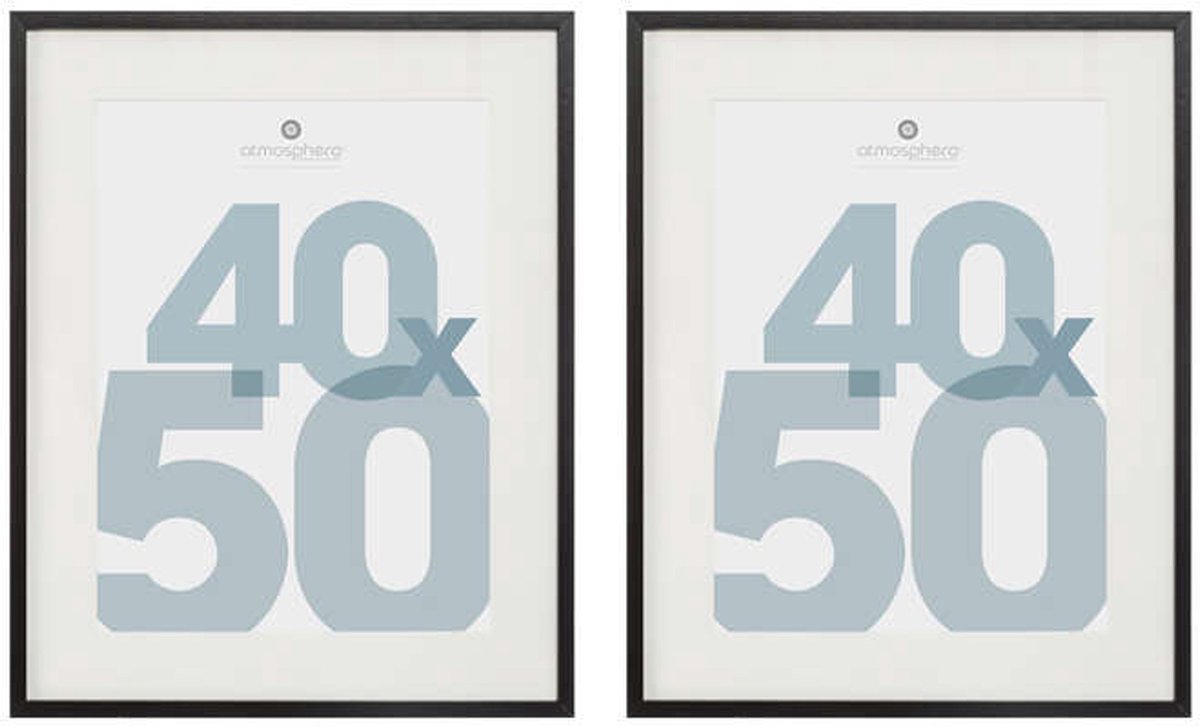 Atmosphera Fotolijstje Manu - 2x - met passe partout - voor een foto van 40 x 50 cm - zwart - MDF/Glas - Klassieker