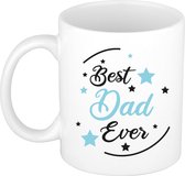 Bellatio Decorations Cadeau koffie/thee mok voor papa - blauw - de beste - 300 ml - Vaderdag