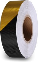 Perel Reflecterende tape 5 cm x 5 m, met honingraatpatroon voor extra zichtbaarheid, zwart/geel