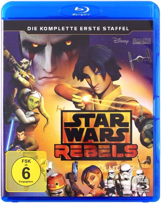 Blu-ray hoes van Star Wars Rebels, Seizoen 1. Met Ezra Bridger, Kanan Jarrus, Hera Syndulla, Zeb, Sabine Wren en Chopper.