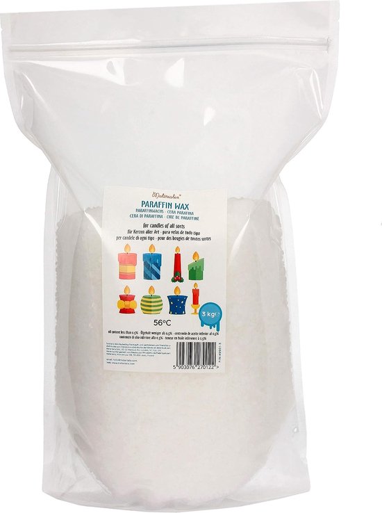 Paraffinewas voor kaarsen 1,8/5/15kg - Kaarsenwas om te gieten, kaarsenzand & kaarsenwasgranulaat voor doe-het-zelf kaarsprojecten - Eigen kaarsen maken en navullen (1,8 kg