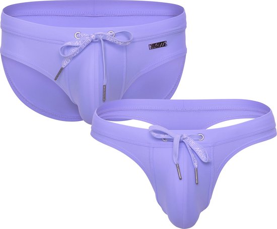 Sukrew Torrent Bulge Enhancing Swim 1 x Brief + 1 x Thong Multipack - Blueberry Milkshake - Size L