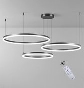 3 Ringen Hanglamp - LED Kroonluchter - Zwart - 40 60 80 cm - Dimbaar Met Afstandsbediening