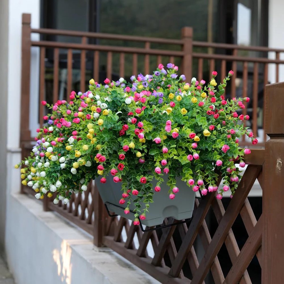 Lot De 12 Bouquets Lavande Artificielle Rouge - Hauteur ~36 Cm - Plastique Résistant Aux UV - Décoration Balcon, Jardin, Extérieur Sans Entretien