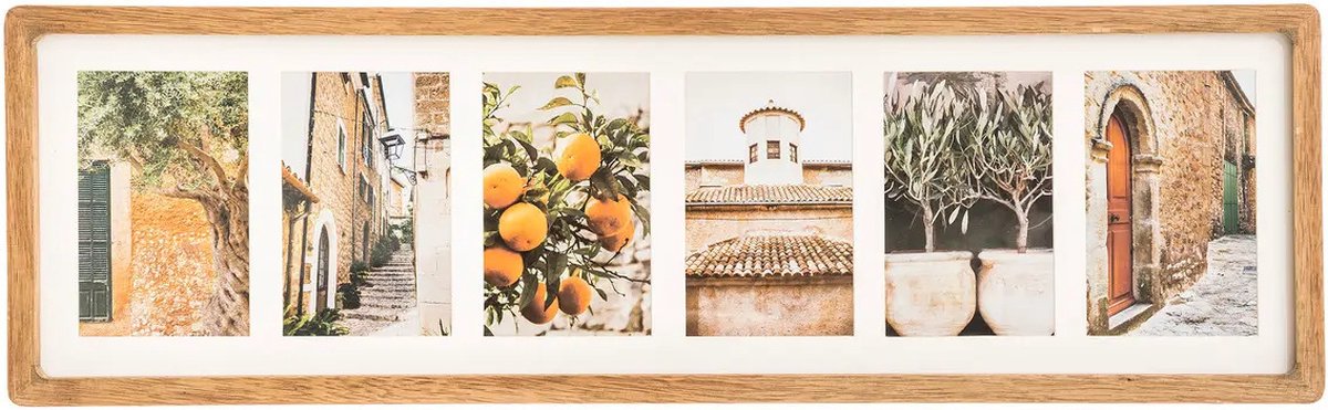 Atmosphera Collage fotolijst voor 6x foto - voor 10 x 15 cm fotos - Mango hout - beige - 70 x 21 cm