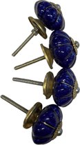 Kastknop - Porselein - Donker blauw - 5cm - 10 Stuks