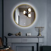 Miroir LED rond avec cadre en métal doré - 800 mm