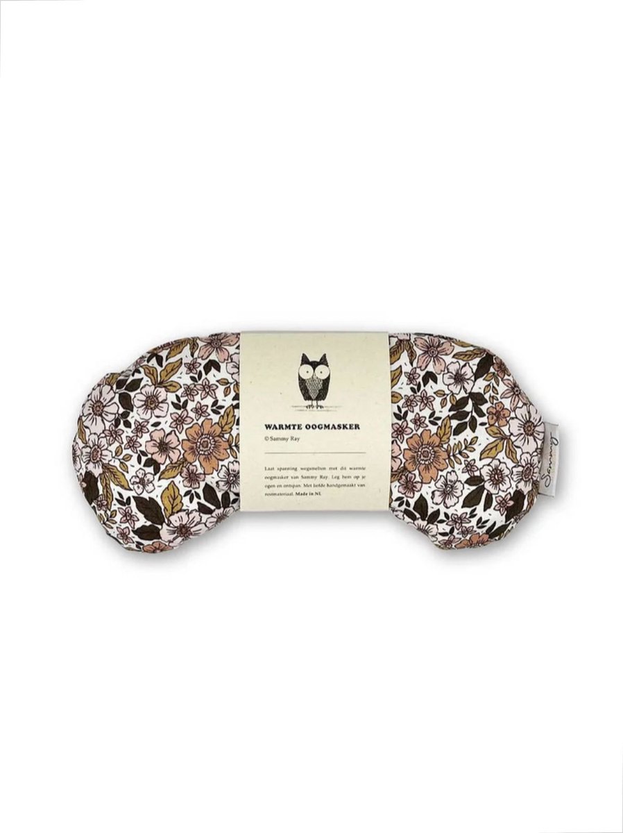 Goedkoopste Oogmasker warmtekussen - Bruine bloemen - Duurzaam cadeau - Kersenpitten - Meditatiekussen - Oogkussen - Yoga - Meditatie - Ontspanning - Migraine
