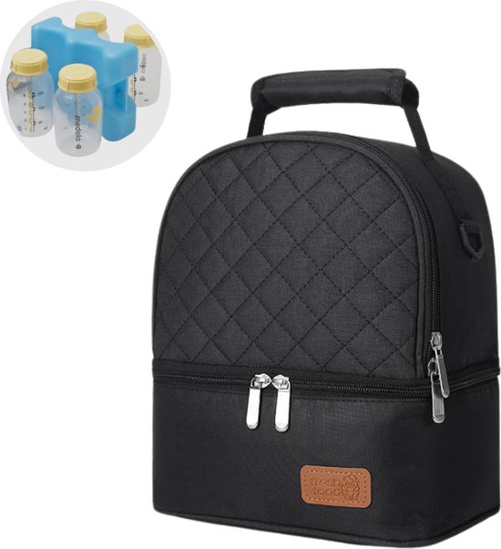 Goodston - Sac d'allaitement - Sac de lait maternel - Sac isotherme pour lait maternel - Sac isotherme - Sac isotherme pour biberon - Lait rafraîchissant pour bébé - Sac isotherme d'allaitement - Sac à dos femme - Sac à dos fille - Sacs à dos - Zwart