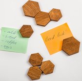 Ijskast magneten Kantoor magneten, zeshoekige koelkast magneten, natuurlijke en eco-vriendelijke houten magneten. Bruin, groot