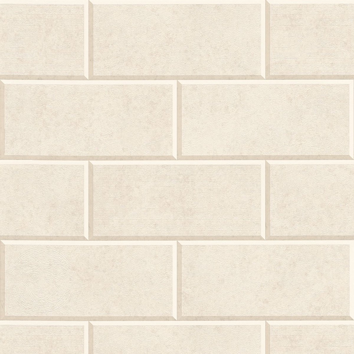 Steen tegel behang Profhome 343225-GU vliesbehang licht gestructureerd in steen look mat beige crèmewit 7,035 m2