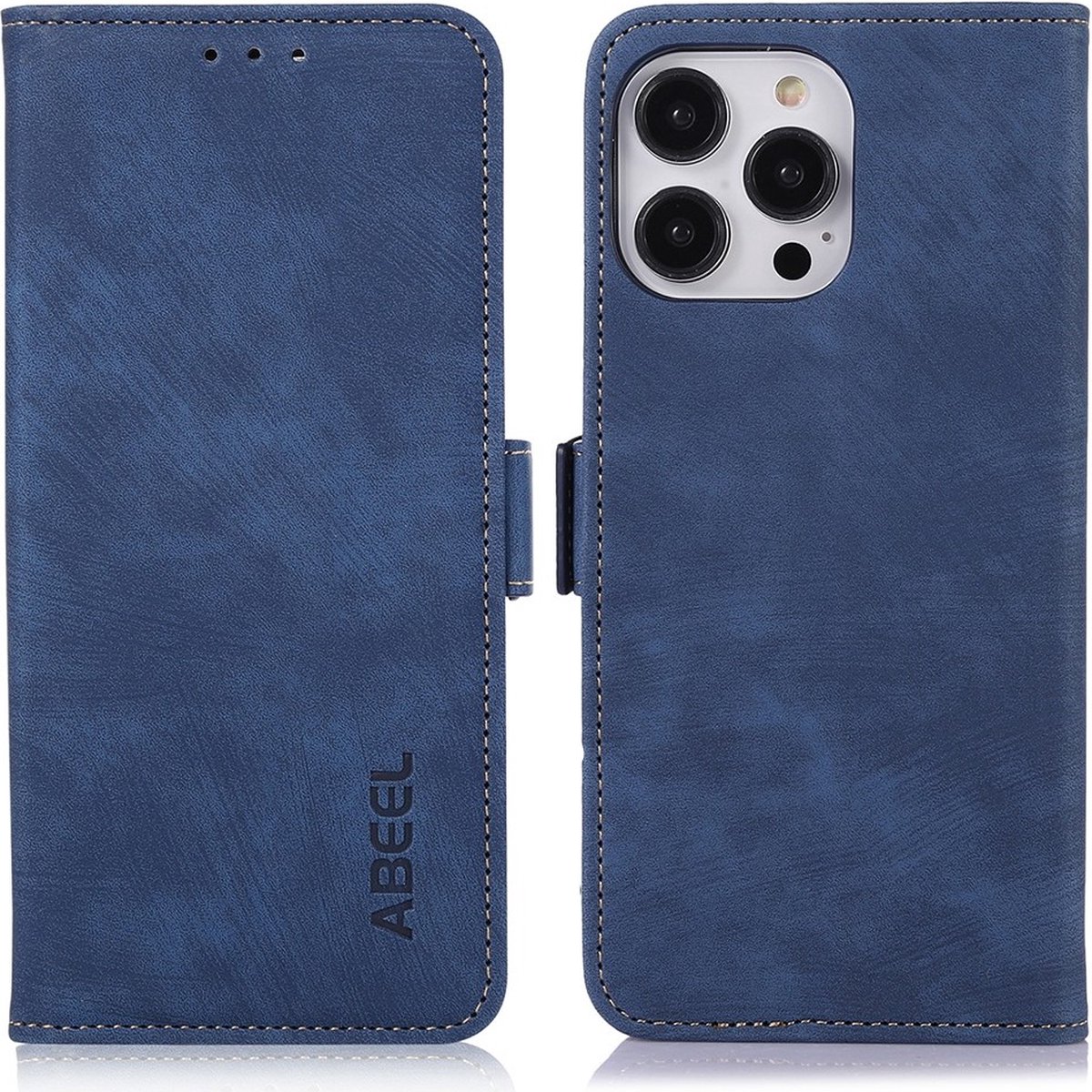 Abeel-iPhone 15 Pro - Lederlook - Bookcase - Blauw