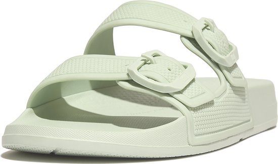 FitFlop Iqushion Two-Bar Buckle Slides GROEN - Maat 38