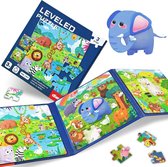 Magnetisch Puzzelboekje Jungledieren - 3-in-1 Puzzelboekje - Montessori Kinderpuzzel - 3 jaar of ouder - Dieren - Puzzelniveau 3 - 61 puzzelstukjes