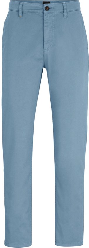 BOSS - Satin Chino Lichtblauw - Heren - Maat W 33 - L 34 - Slim-fit