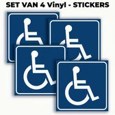 Allernieuwste.nl® 4 STUKS Vinyl Stickers Rolstoel Toegankelijk Deursticker SET - Minder Valide Gehandicapten Toilet Rolstoel Sticker - Autocollant de Rouleau de Bois - Blauw 4 STUKS %%