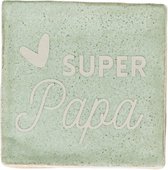 Lottea Tegeltje met tekst ´Super papa´ - Vaderdag, vaderdag cadeau, tegeltje, tegeltjes met tekst, tegeltjes met spreuken, papa cadeau