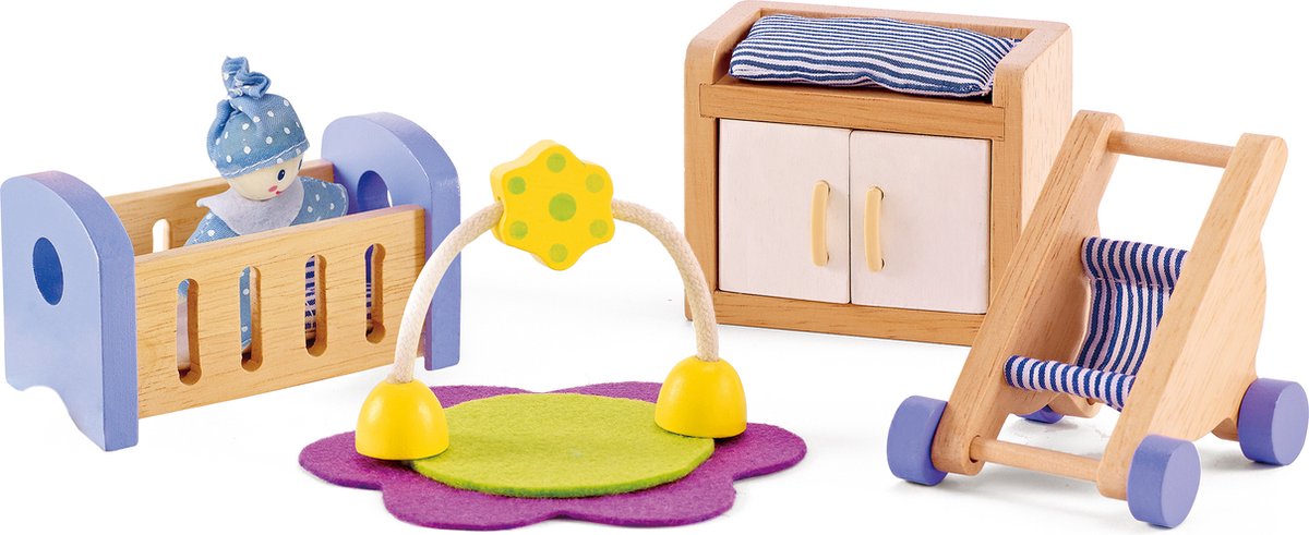 Hape Babykamer Poppenhuis Meubels - Houten Speelkamer met 8 Onderdelen, vanaf 3 Jaar — afbeelding 10