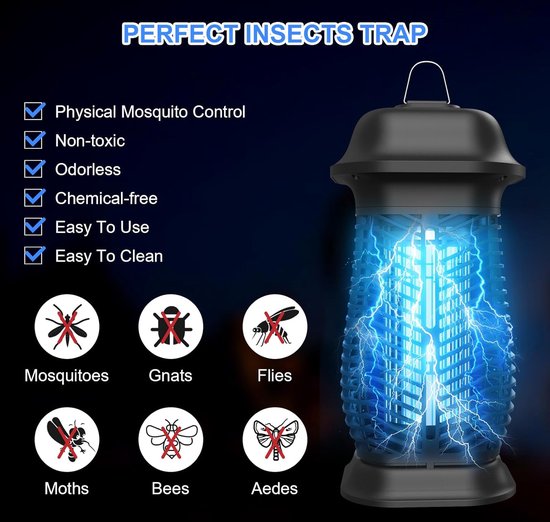 4 Stuks Muggenlamp Insectenverdelger – Elektrisch, UV, Giftvrij, Stil, 30m² Bereik, Voor Binnen (Slaapkamer, Keuken, Kantoor)