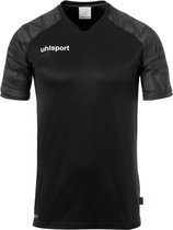 Uhlsport Goal 25 Shirt Korte Mouw Kinderen - Zwart / Antraciet | Maat: 116