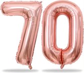 Cijfer ballon 70 jaar roze goud rosegold verjaardag versieren feestje folie cijferballon 80 cm