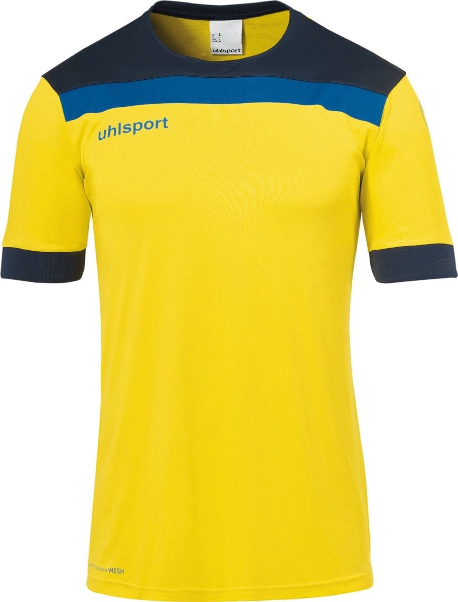 Uhlsport Offense 23 Shirt Korte Mouw Heren - Geel / Zwart / Antraciet | Maat: 3XL