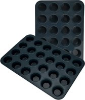 2 stuks mini muffinvormen van siliconen voor 24 muffins, anti-aanbaklaag, bakplaat voor mini-cupcakes, brownies, cake, pudding, 34 x 23 x 2,5 cm (grijs)