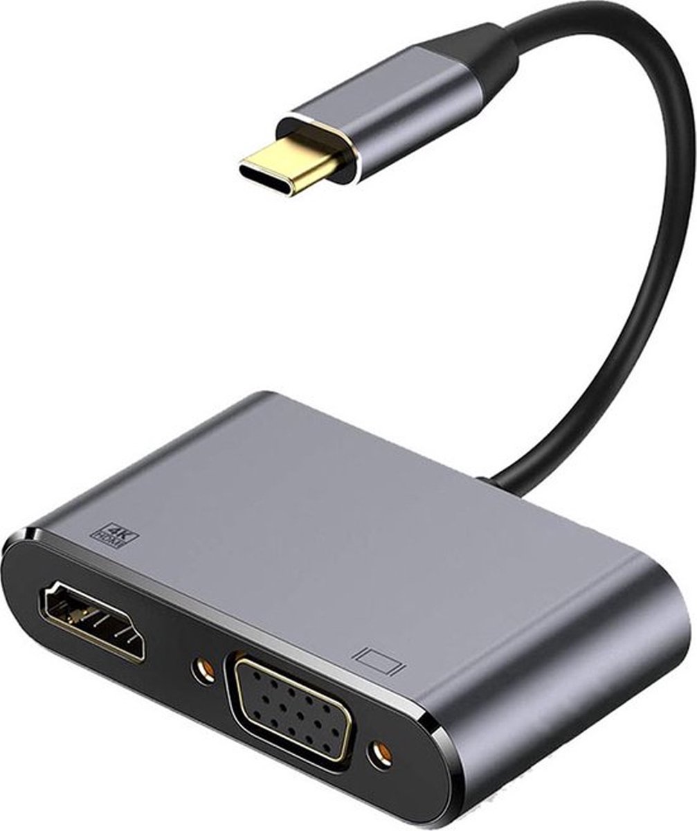 Video Converter - USB-C naar HDMI+VGA Adapter -1080p - Grijs