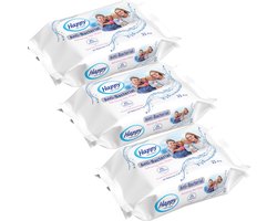 Happy Wet Wipes 3 x 25 stuks Antibacteriële vochtige desinfectiedoekjes in een voordeelverpakking alcoholvrij en pH gebalanceerd op 5.5, desinfecterende doekjes, reisdoekjes