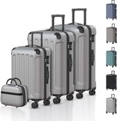 Voyagoux® 4-delige kofferset - ABS kofferset - L / M / S / XS - Koffer - Grijs