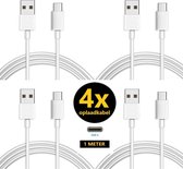 Câble de données et de chargement USB-C - 4 pièces - Câbles de recharge adaptés à Samsung - 1 mètre - Câble de chargement Fast et Quick - Type C vers USB-A - Câble de chargement de téléphone - Wit