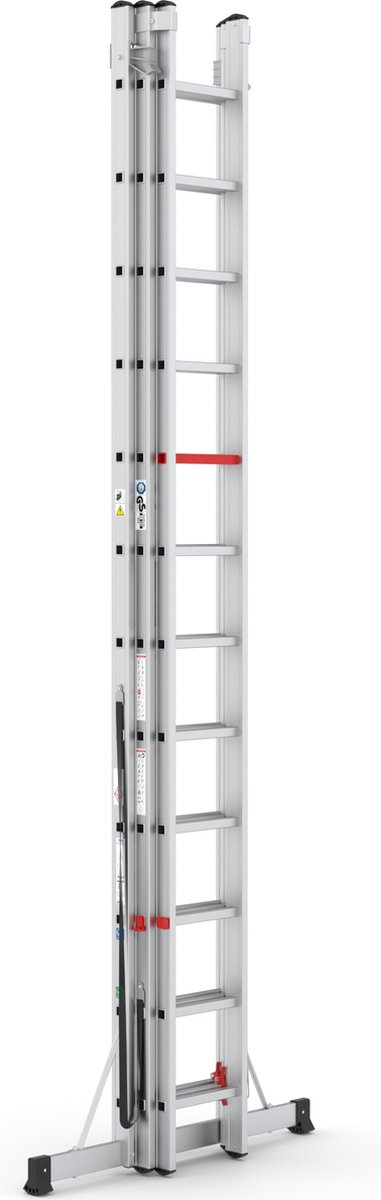 Professionele Ladder | 3-delig | 3x12 Sporten | reformladder | ladder | trapladder | schuifladder | Uitgeschoven lengte 8,58m