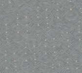 Etnisch behang Profhome 387421-GU vliesbehang hardvinyl warmdruk in reliëf licht gestructureerd in etnisch stijl mat blauw beige grijs taupe 5,33 m2
