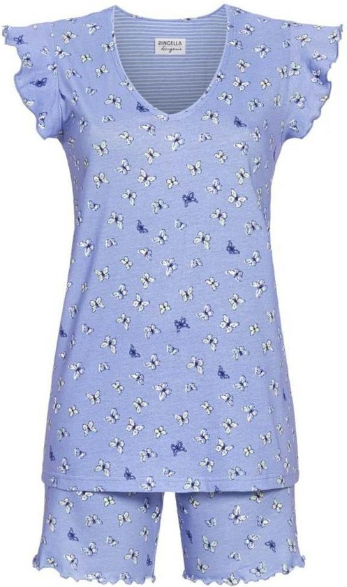 Ringella Pyjama korte broek - 232 Blue - maat 38 (38) - Dames Volwassenen - 100% katoen- 4261318-232-38