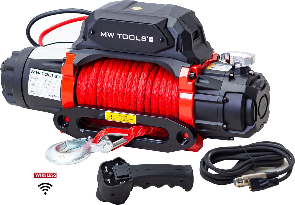 Lier 12V 5443kg 26m kabel synthetisch draadloze afstandsbediening MW Tools SEL550012SR