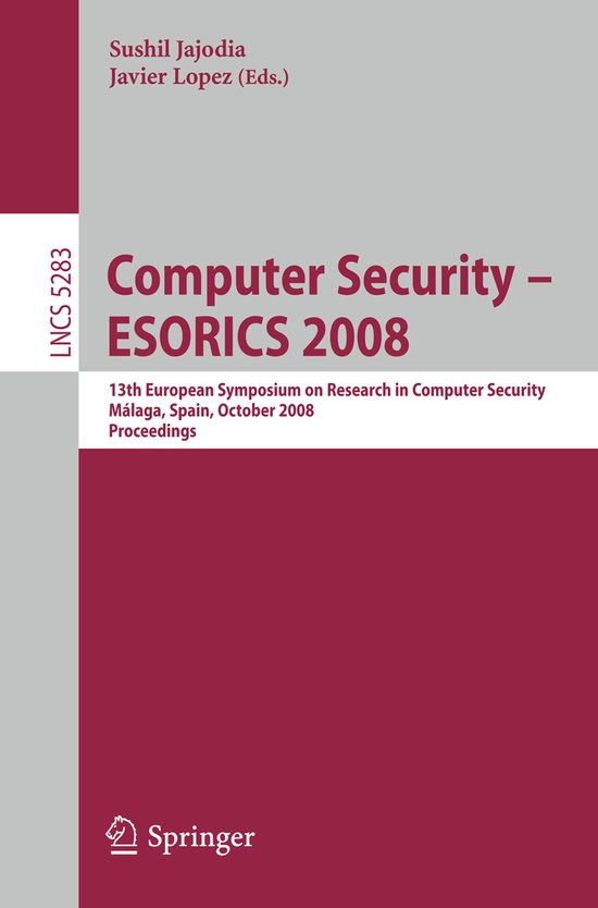 Computer Security - ESORICS 2008 - cover
