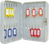 Sleutelkastje (voor 24 sleutels, gepoedercoat plaatstaal 18 x 6 x 25 cm, veiligheidsslot inclusief 2 sleutels) lichtgrijs