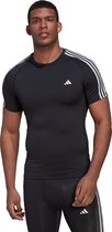 adidas Performance Techfit 3-Stripes Training T-shirt - Heren - Zwart- 3XL