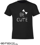 Be Friends T-Shirt - Be cute - Kinderen - Zwart - Maat 6 jaar