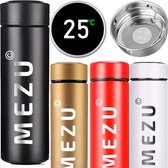 MEZU Slimme Thermosfles - Zwart - LCD Tempratuur Display - 0,5L - Koud en Warm - 24 uur isolatie - Dubbelwandige Thermosfles - Drinkfles - Koffiebeker - Travel Mug - RVS - 5 Jaar weerstand
