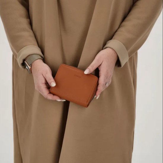 HNOOM Kleine damesportemonnee van PU-leer, met ritssluiting, muntvak, mini- portemonnee, creditcardhouder met 9 kaartvakken, cadeaus voor dames, rood, Small, Modern
