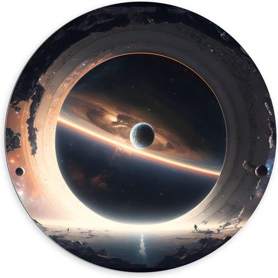 Dibond Muurcirkel - Planeet - Ruimte - Maan - Aarde - 100x100 cm Foto op Aluminium Muurcirkel (met ophangsysteem)